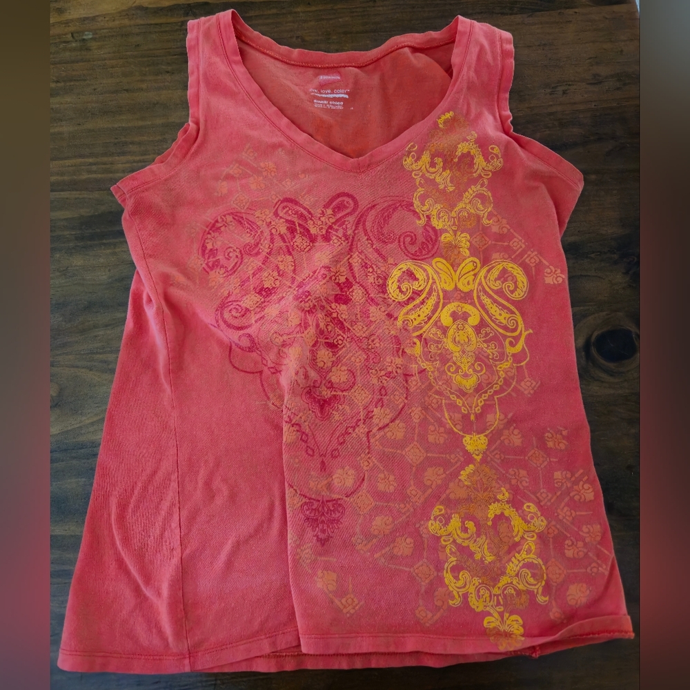 Hanes Coral Pink Tank Top with Asymmetrical Design | Women's Small | Workout,Y2K